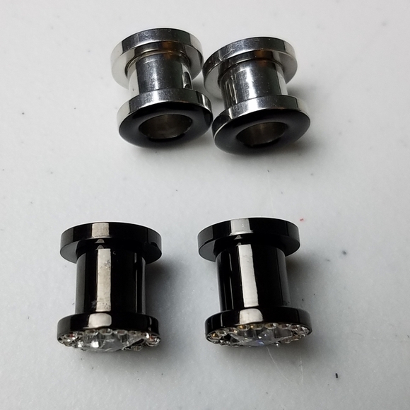 Body Rage Stainless Steel Star/CZ Plug Gauge Bundle 0G - Picture 6 of 8